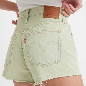 Levi's 501 Original Fit High Rise Distressed Raw Hem Lime Green Sz W29